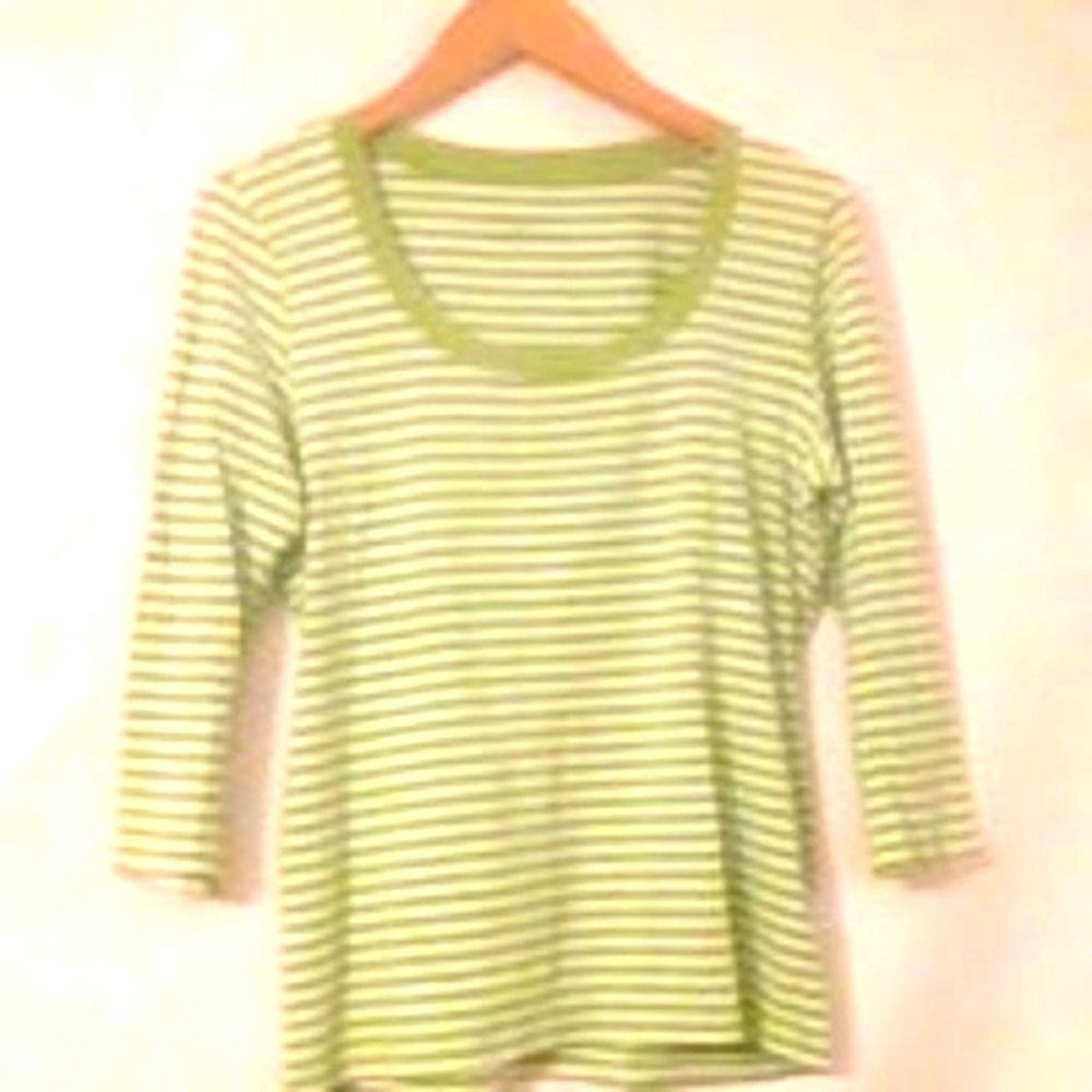 Philosophy Green and White Stripped Shirt Medium
